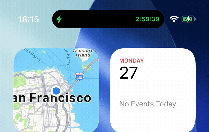 Dynamic Island with the cheapest block running — real capture