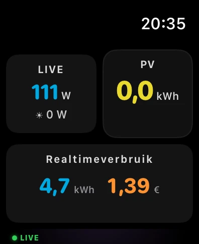 Apple Watch: live vermogen en verbruik vandaag